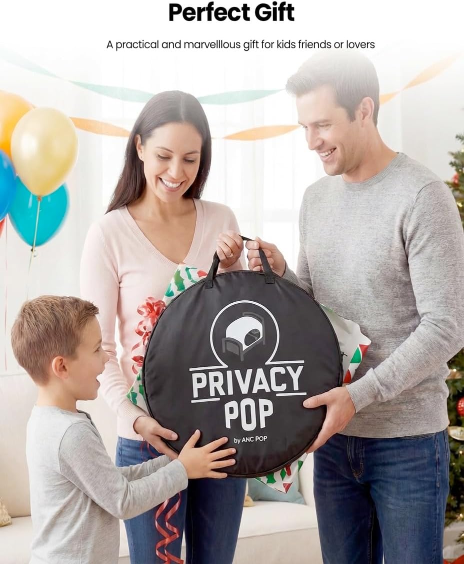 Pop Up Privacy Tent for Indoor Use Bed, Tent Double Door with Mosquito Mesh BLACK