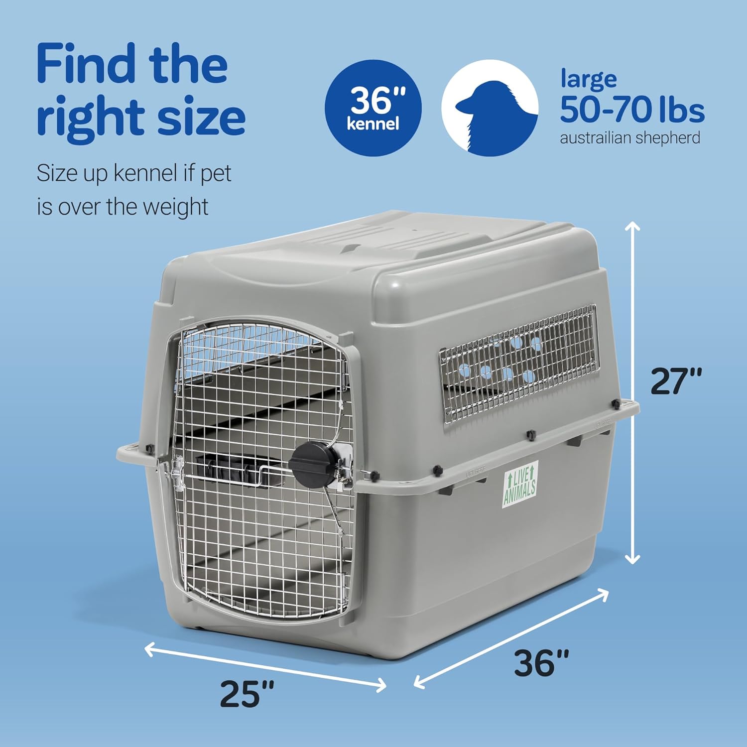 Petmate Sky Kennel - For Air and Travel,  50-70 lbs, 36 Inches