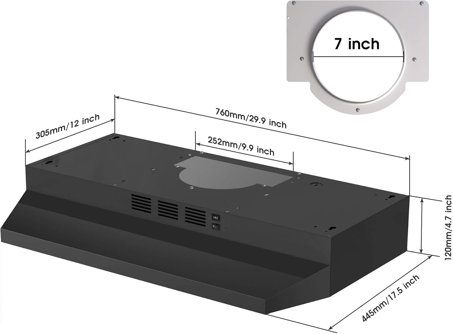 SNDOAS Range Hood 30 inch Under Cabinet, Black, #TF3975A5-AC-11