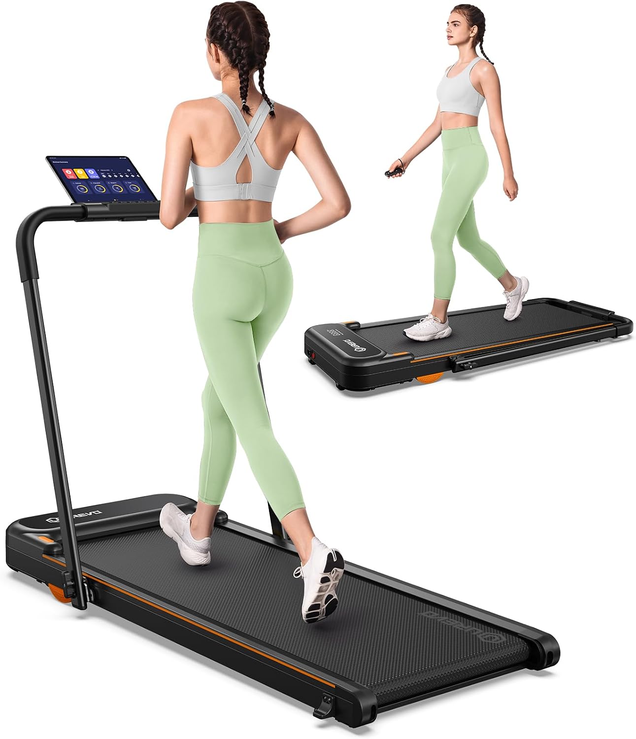 UREVO Strol 2E Smart 2-in-1 Folding Treadmill, Compact Walking Pad
