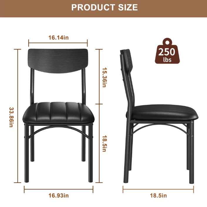 Hijob 18" Dining Chairs Set of 4, BLACK