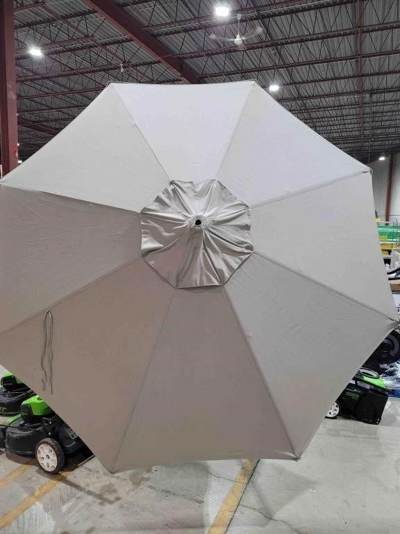 10.5ft (320cm) LED Patio Umbrella | Lighted Outdoor Market Umbrella | Beige Canopy
