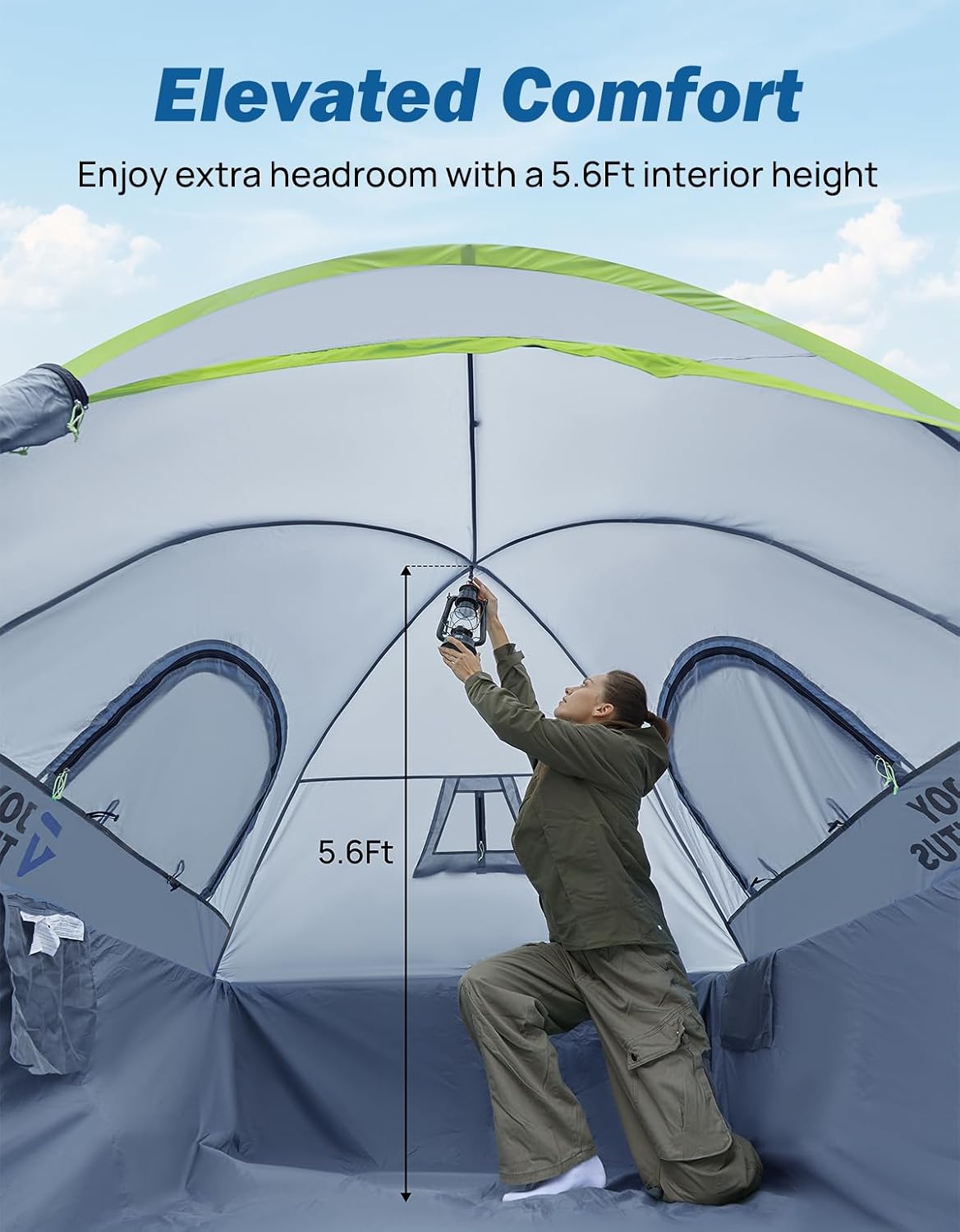 JoyTutus Pickup Truck Tent Waterproof PU2000mm Double Layer, Tent 5.5'-6' Camping
