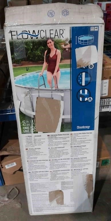 Bestway Flowclear Steel A-Frame Pool Ladder with Hand Rail, 42-in