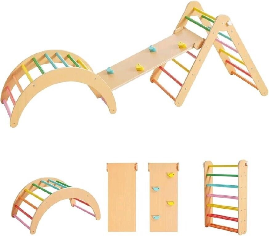 Beright 4 in 1 Pikler Triangle Gym, Montessori Foldable Climber