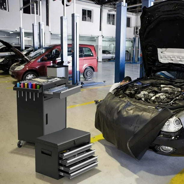 2-in-1 Outdoor Rolling Tool Storage Chest Cabinet COSTWAY