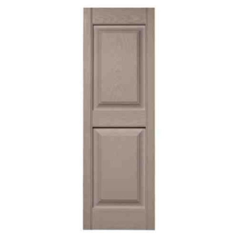 Builders Edge 14.75 in. X 63 in. Raised Panel Vinyl Exterior Shutters Pair in Clay