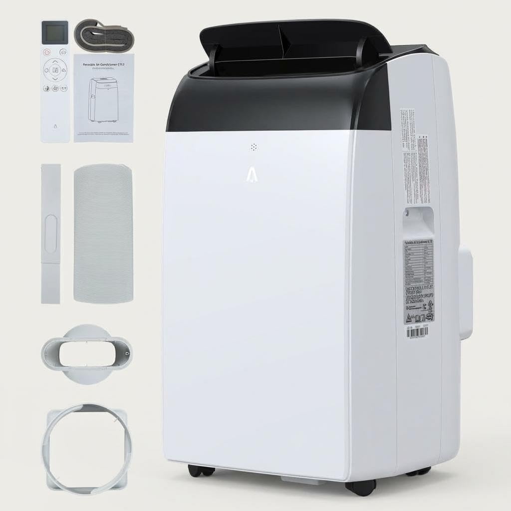 Portable Air Conditioners for Room Up to 500 Sq.Ft, 3-In-1, 12,000 BTU Black