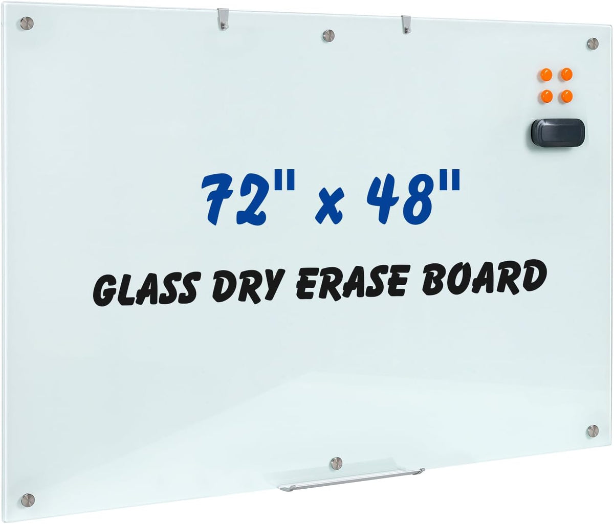 Wingwise Large Glass Dry Erase Board, 72 x 48 Inches Magnetic Whiteboard
