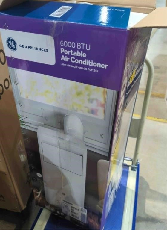 GE 6,000 BTU DOE Portable Air Conditioner, Window Kit Included, White