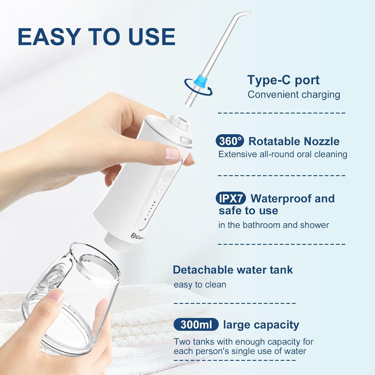 HENU Cordless Water Flosser - Portable, Rechargeable Oral Irrigator