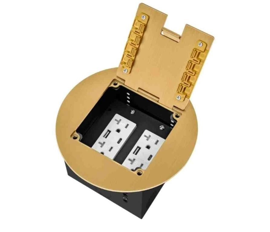 JACEPFY Recessed Floor Outlet, 2-Gang Floor Receptacle Kit with 4.8A USB-A