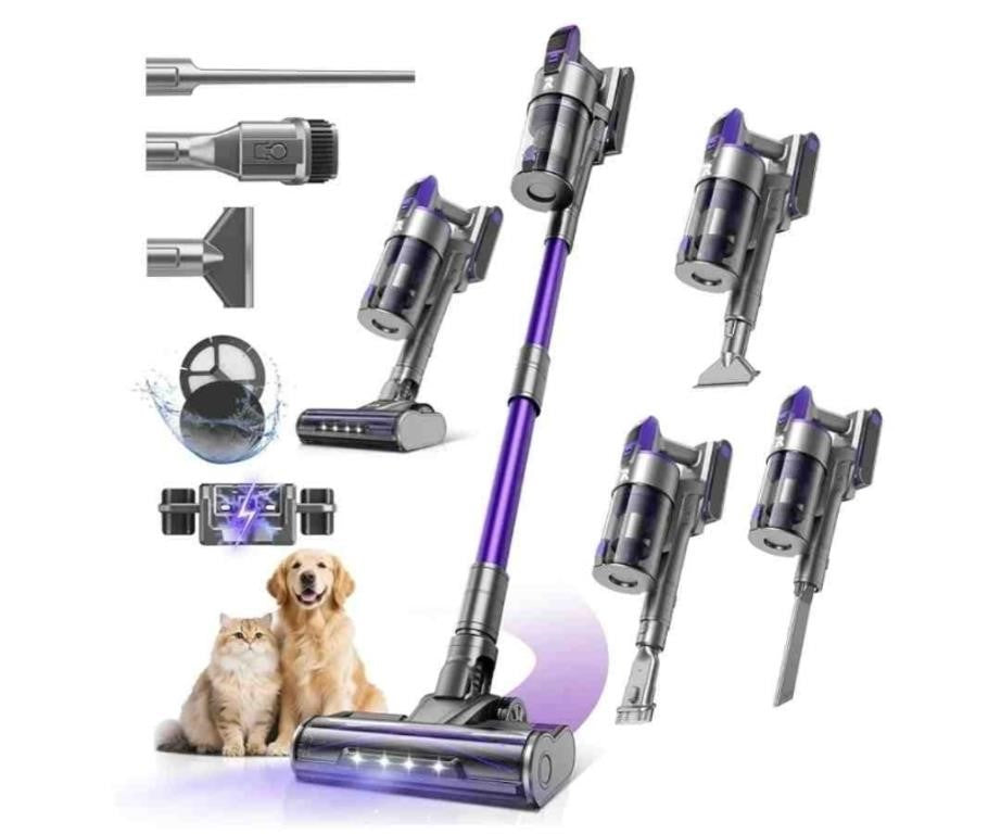 Redroad Cordless Vacuum Cleaner 55,000Pa,70 Min with 1600ml Cup Purple