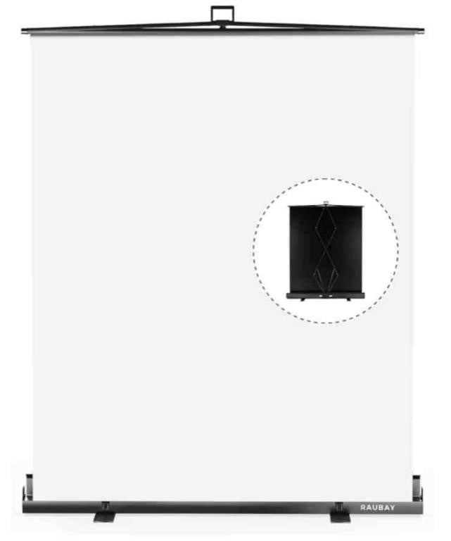 RAUBAY 152 x 210cm/59.8 x 82.7in Collapsible White Backdrop Screen Portable Retractable
