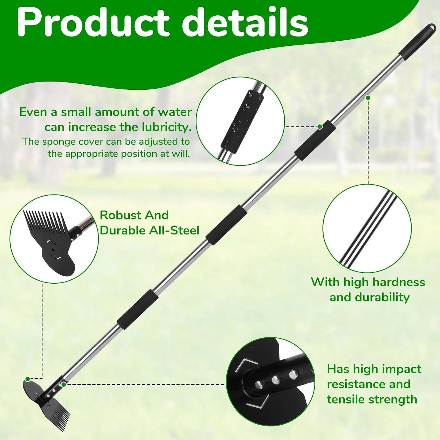 JRKJQBV Garden Tools,Weeder Tool,63" Black 24 Claws