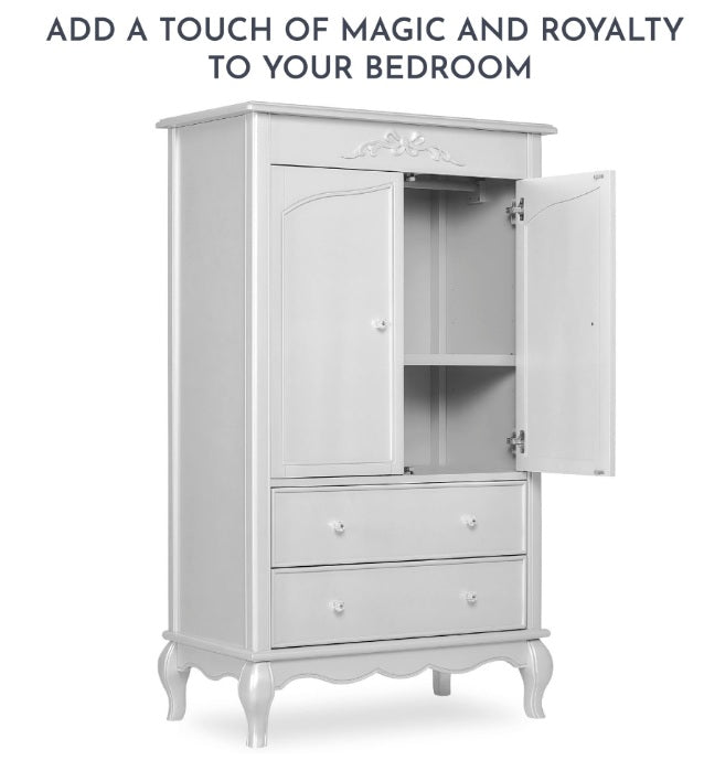 Evolur Aurora Armoire in Akoya Grey Pearl/Silver Mist