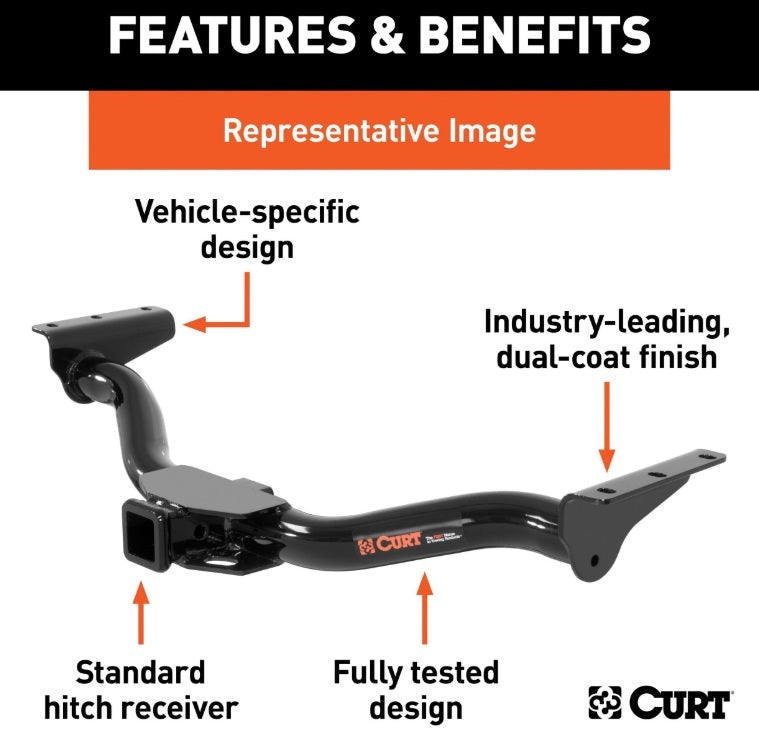 CURT 13609 Class 3 Trailer Hitch, 2-in Receiver, Fits Select Hyundai Santa Fe, Kia Sorento
