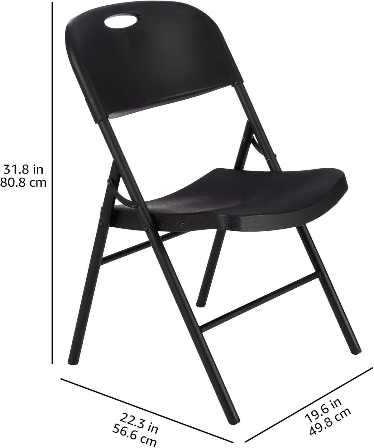 Amazon Basics Folding Plastic Chair with 350-Pound Capacity - Black, 6-Pack.