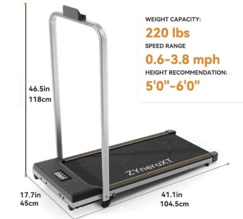 Zyneraxt Foldable Walking Pad Treadmill, W3F, Black