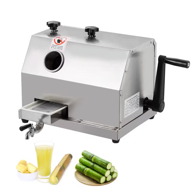 Manual Sugar Cane Juicer, Commercial Sugar Cane Press with Stainless Steel 3 Rollers