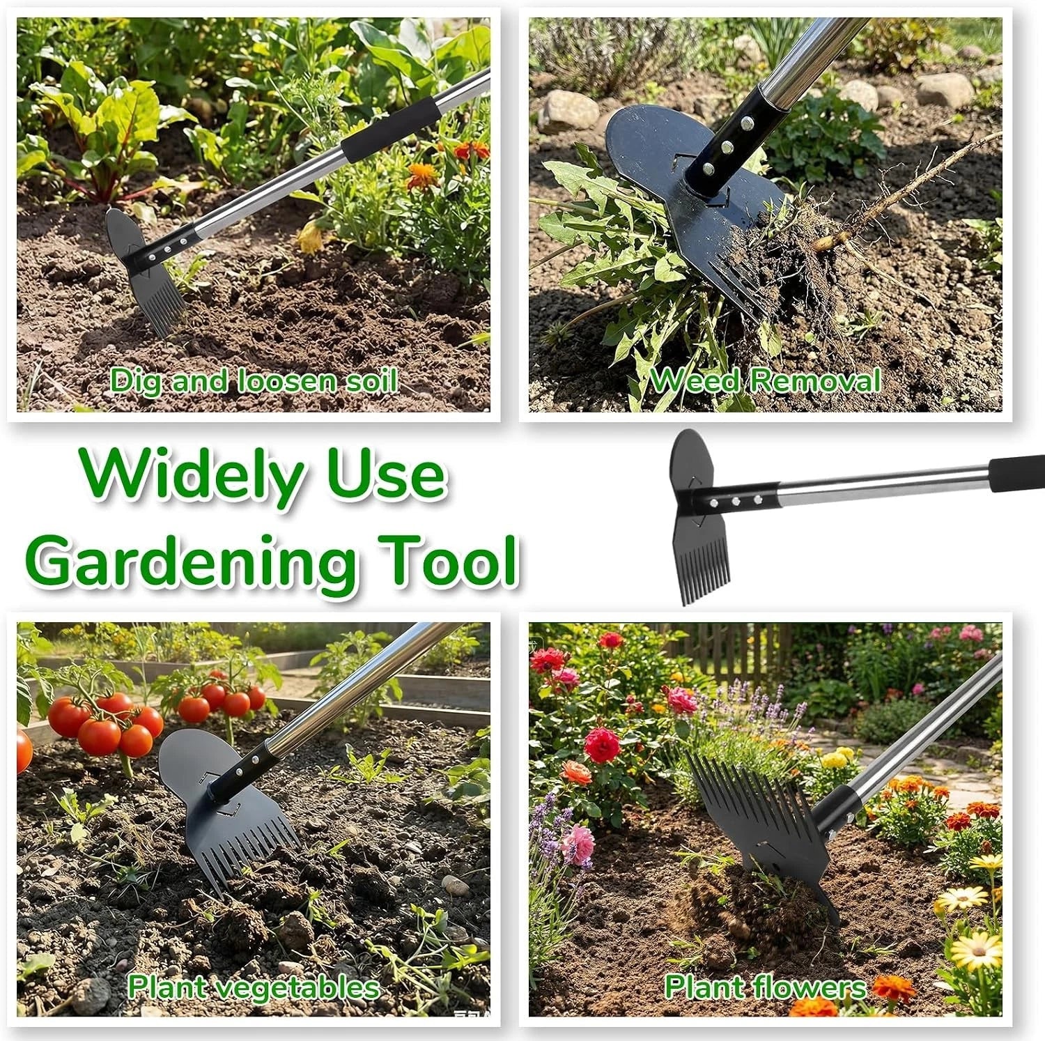 JRKJQBV Garden Tools,Weeder Tool,63" Black 24 Claws