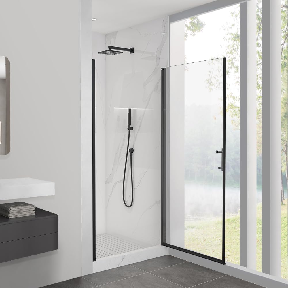 CVRGV 32" W x 72" H Frameless Pivot Shower Door with 1/4"(6mm), Chrome Finish