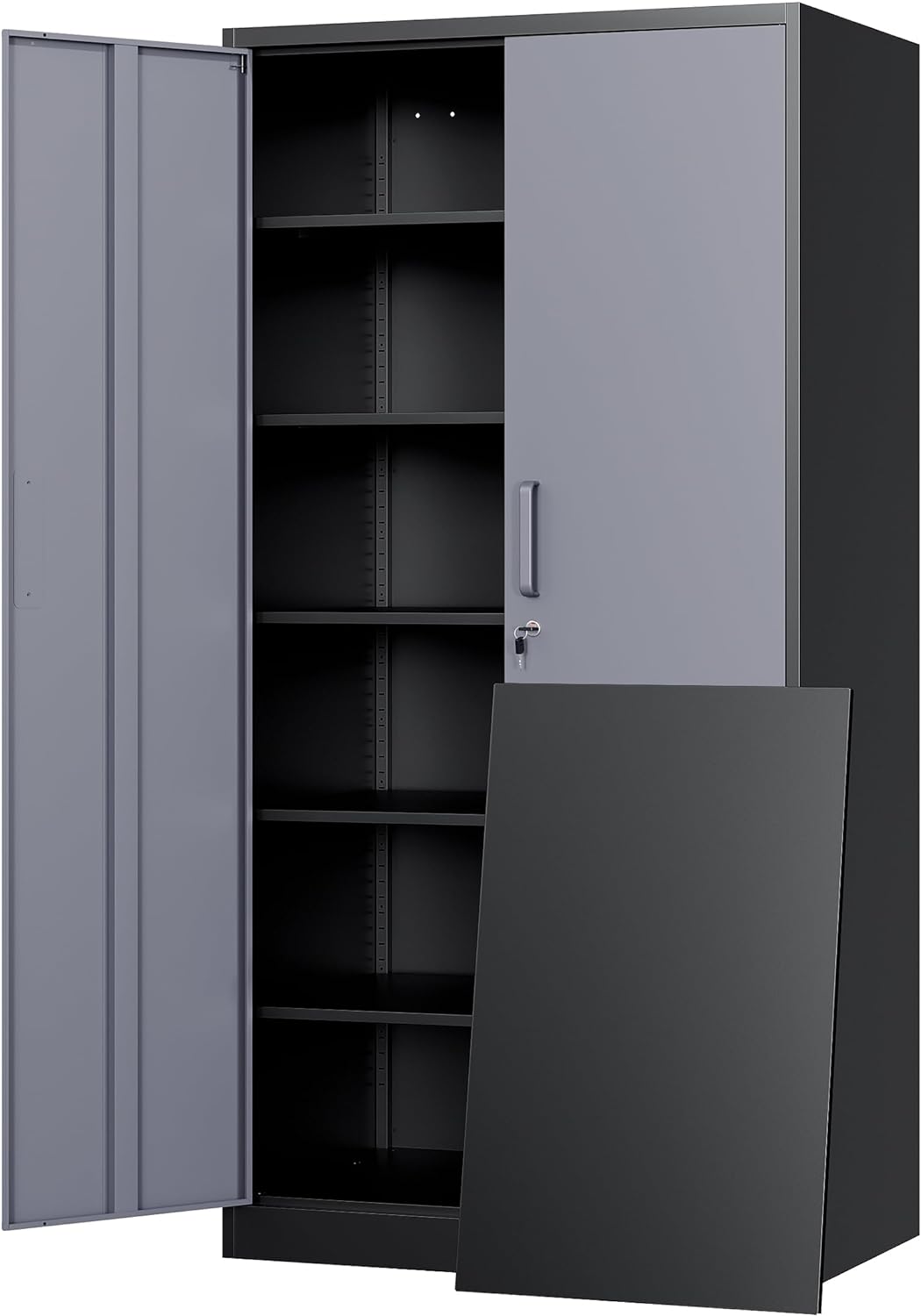 Yizosh Metal Storage Cabinet with Locking Doors and 5 Adjustable Shelves, 72"