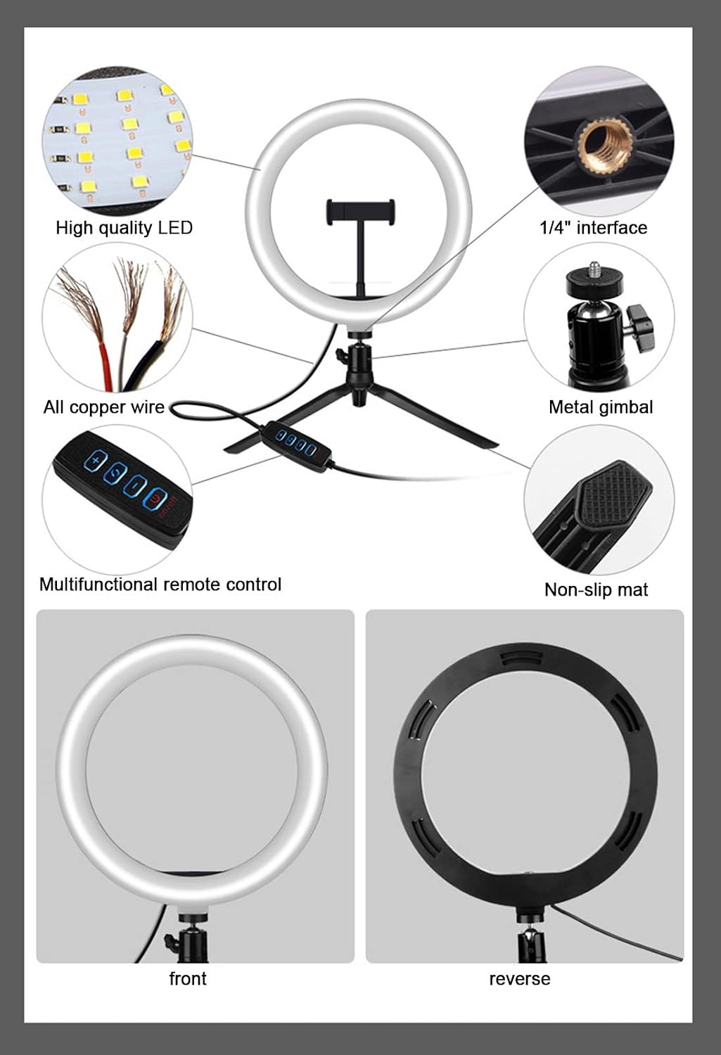 Portable 10-inch Ring Light with Stand