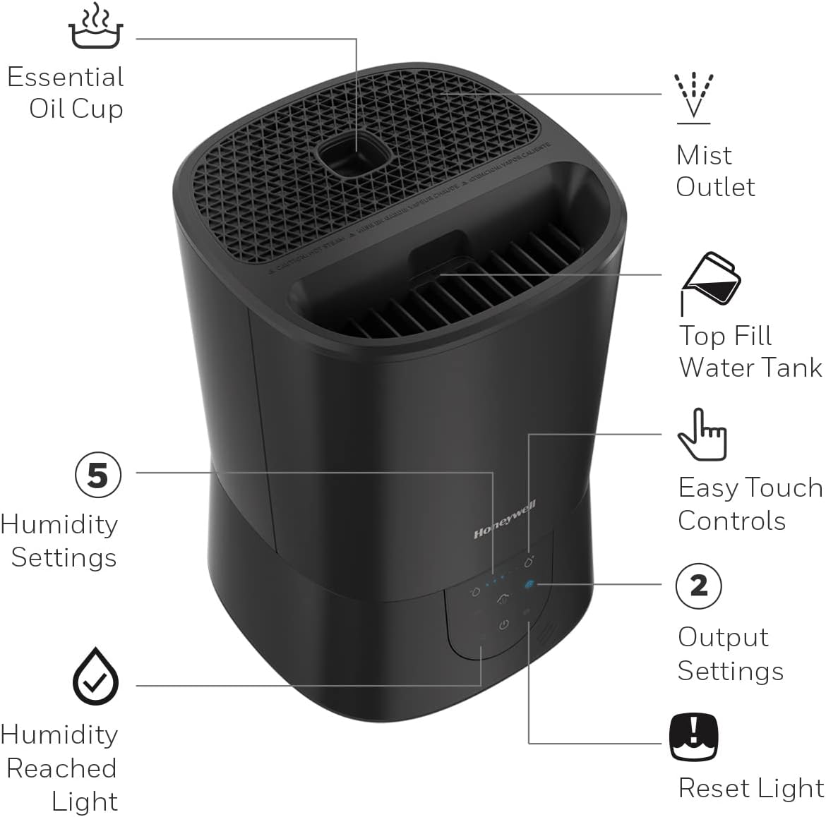 Honeywell Warm Mist Humidifier - Black