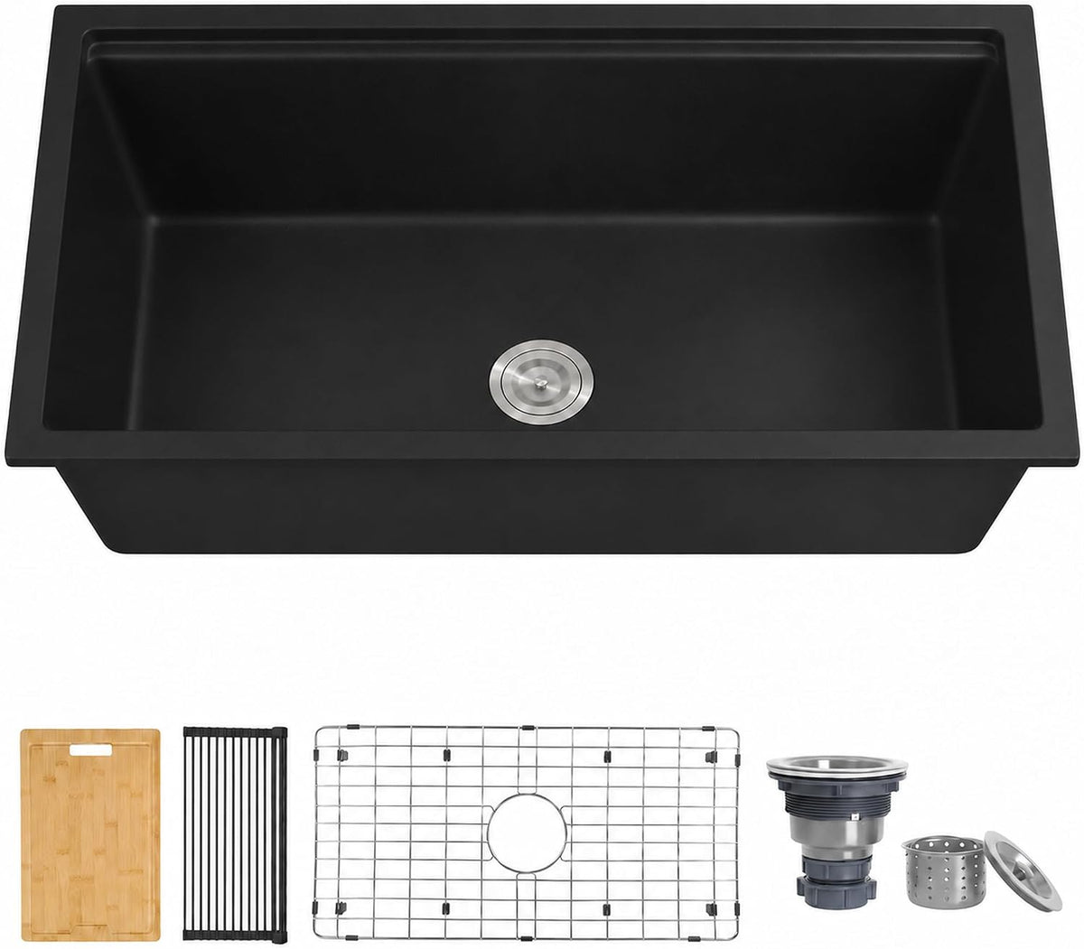 Undermount Granite Composite Kitchen Sink Under-Mount, 27-Inch Black