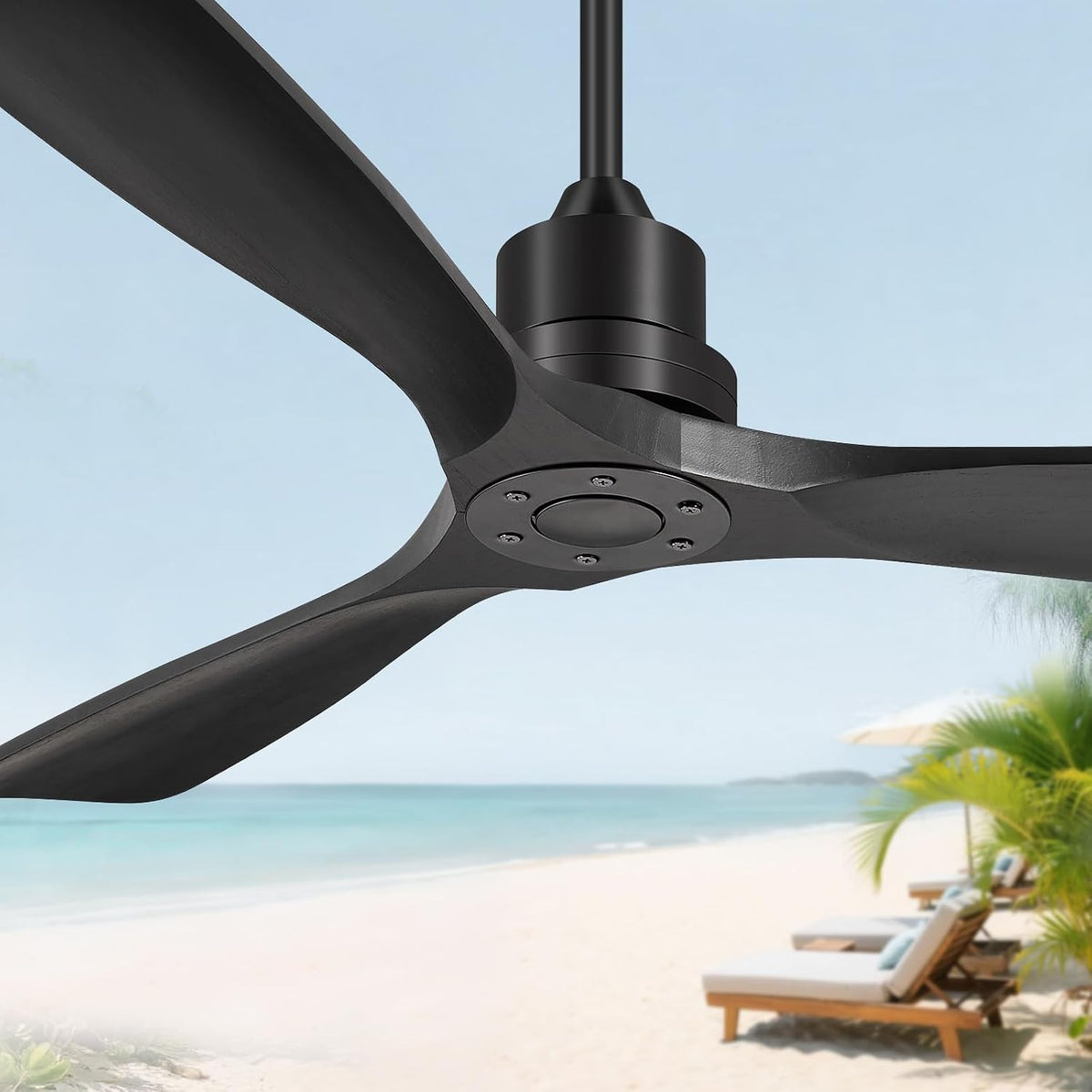 Forrovenco 52"Ceiling Fans without Lights Outdoor Ceiling Fans with Remote MatteBlack