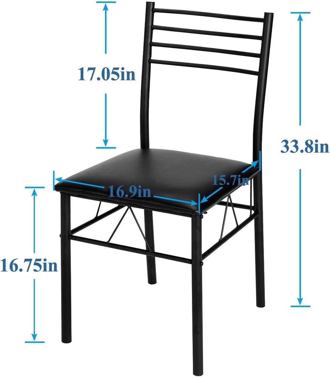 Dining Table Set for 4, Kitchen Table with Upholstered Chairs, VECELO BLACK