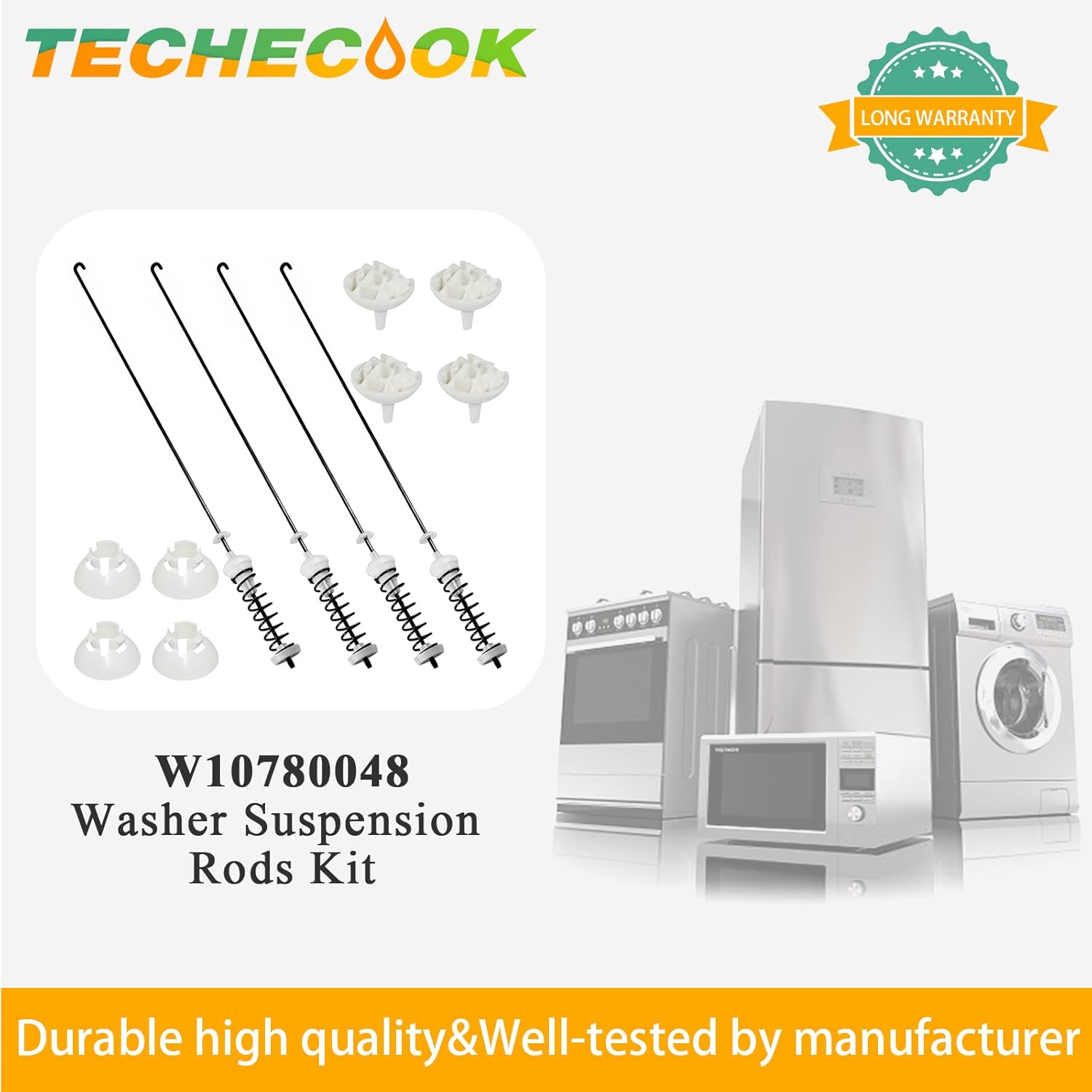 Updated W10780048 WTW4800XQ4 WTW4800XQ1 RTW4640YQ1 ATW4675YQ1 Washer Suspension Rod Replacement