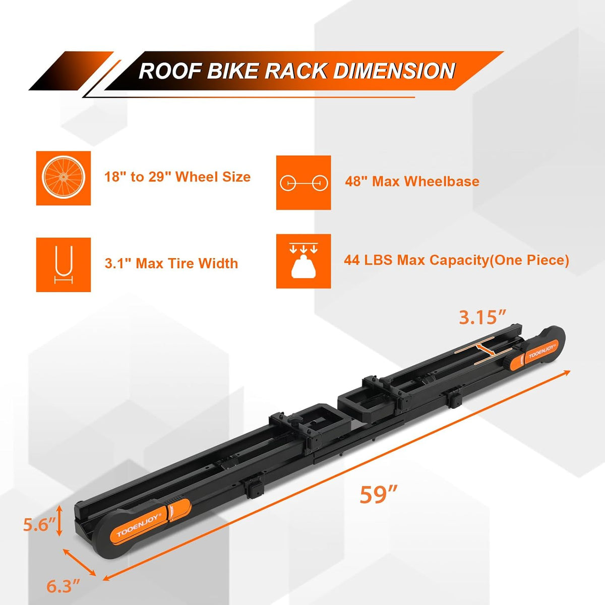 Roof Mount Bicycle Car Rack, Upright 2-Bike Rooftop Mount Rack, TOOENJOY
