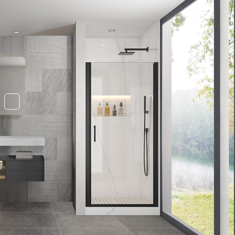 CVRGV 32" W x 72" H Frameless Pivot Shower Door with 1/4"(6mm), Chrome Finish