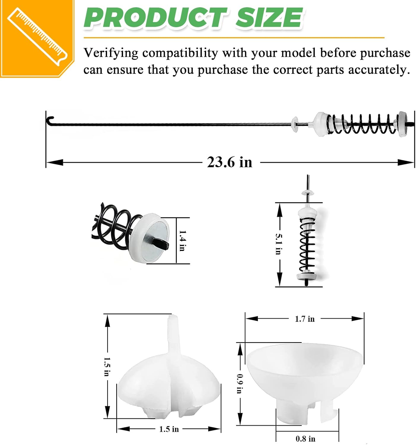 Updated W10780048 WTW4800XQ4 WTW4800XQ1 RTW4640YQ1 ATW4675YQ1 Washer Suspension Rod Replacement
