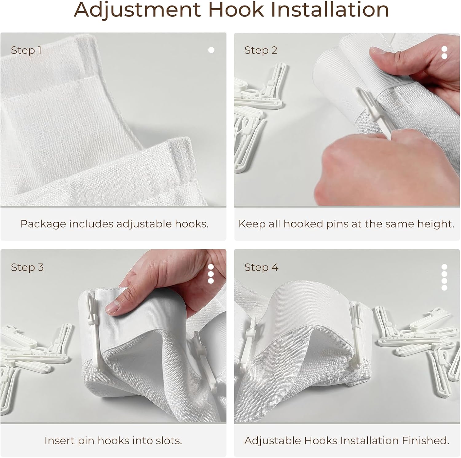 TWOPAGES 52 W x 108 L inch Pinch Pleat Unlined Light, Ivory White