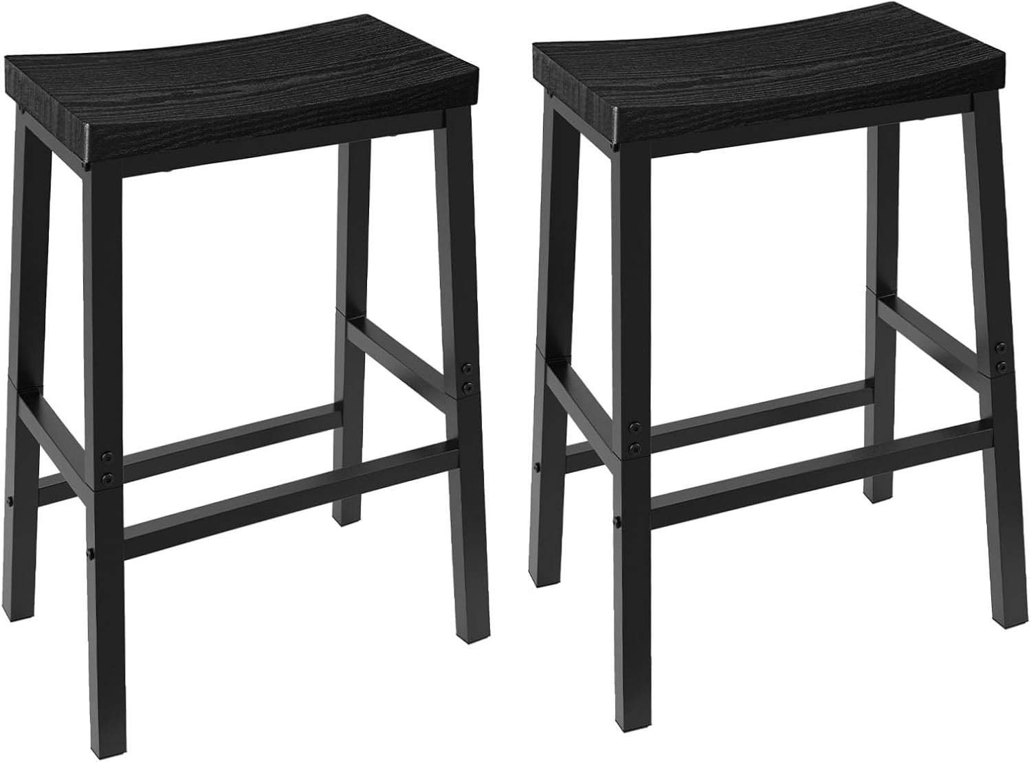 HOOBRO Bar Stools, Set of 2 Bar Chairs, 60 cm Saddle Stools Black BB02MD01