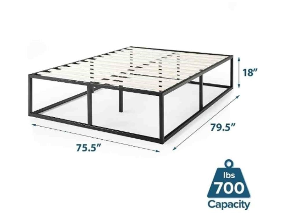 Zinus Bed Frame Joseph 18 inch Metal Bed Frame with Wood Slat Support, King Size, Black