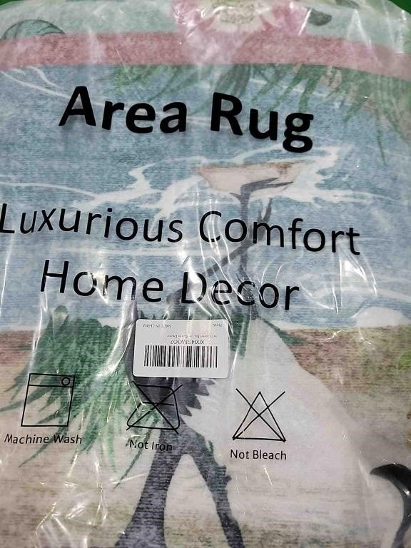 LIVEBOX Green Rug for Living Room Washable, 5x7 Horse Forest Floral Area Rug for Bedroom