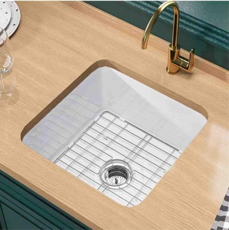 Miuara White Undermount Bar Sink 18 Inch - Small Topmount Kitchen Sink Drop In 18”x18”x9”,
