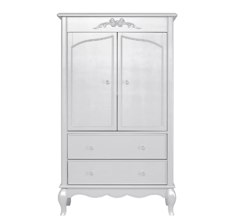 Evolur Aurora Armoire in Akoya Grey Pearl/Silver Mist