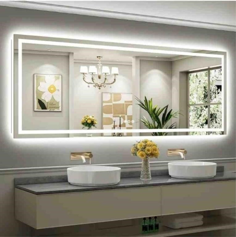 Briivue 96x36 Inch LED Bathroom Mirror with Lights,