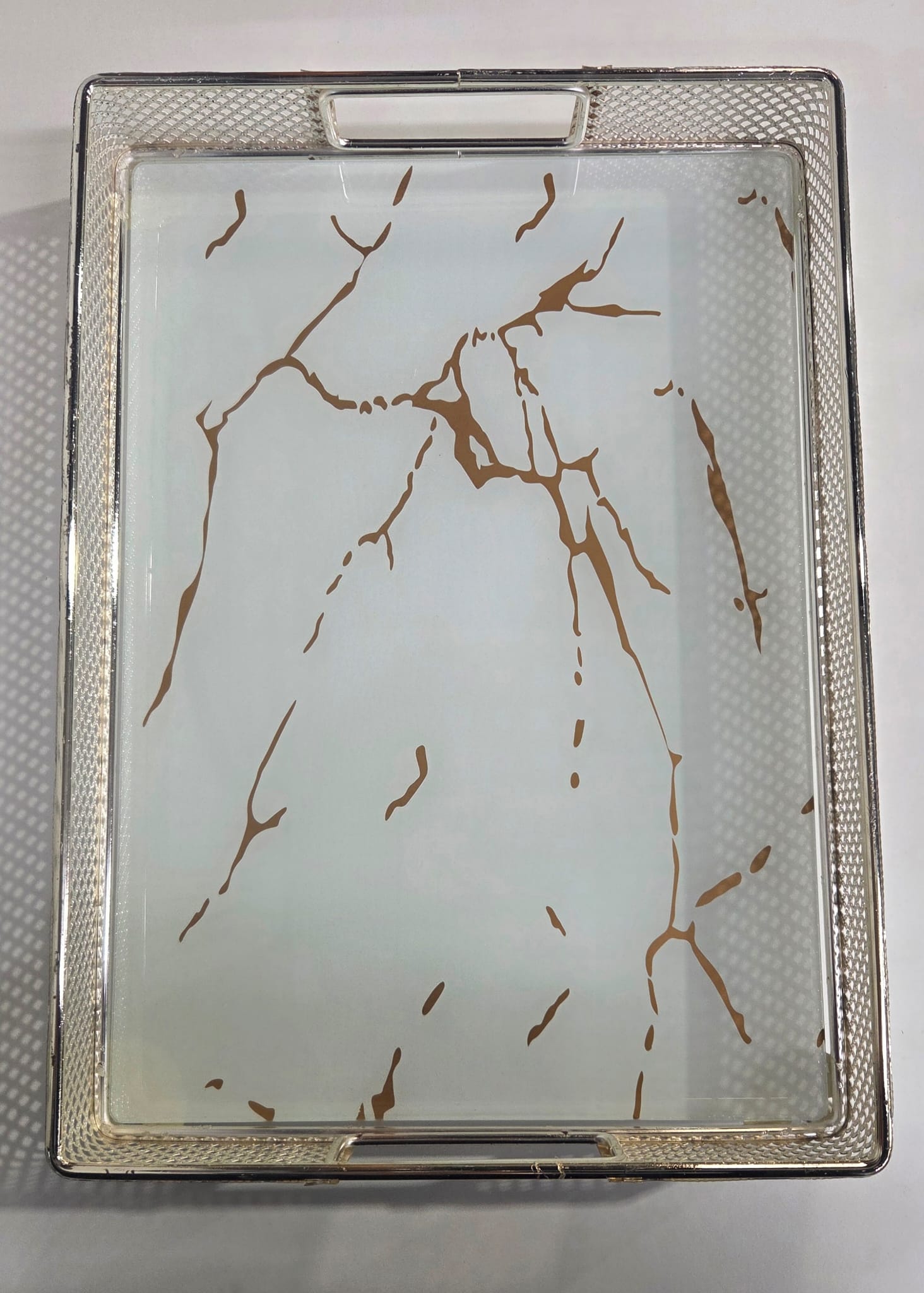 Tray marble white and gold s