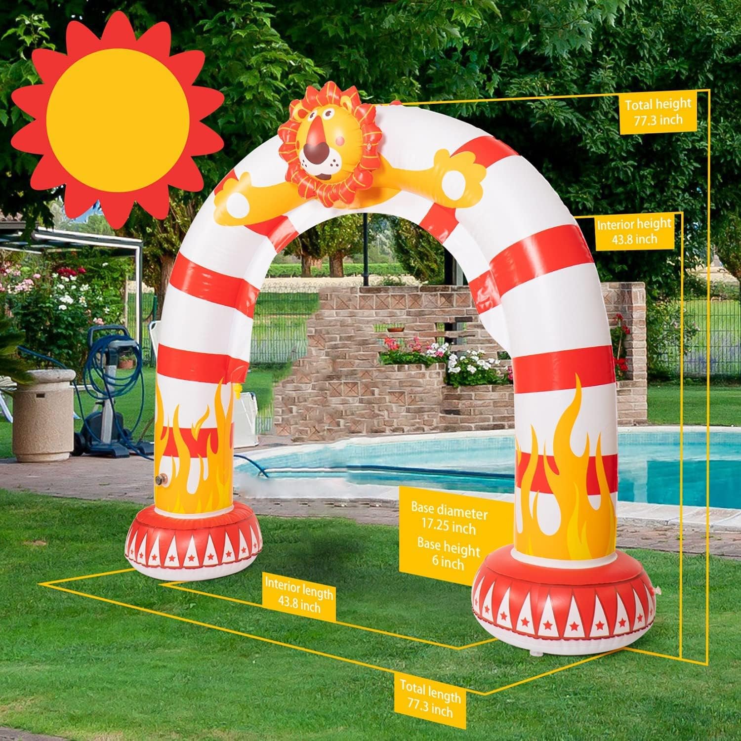 Inflatable Rainbow Lion Sprinkler Backyard Arch
