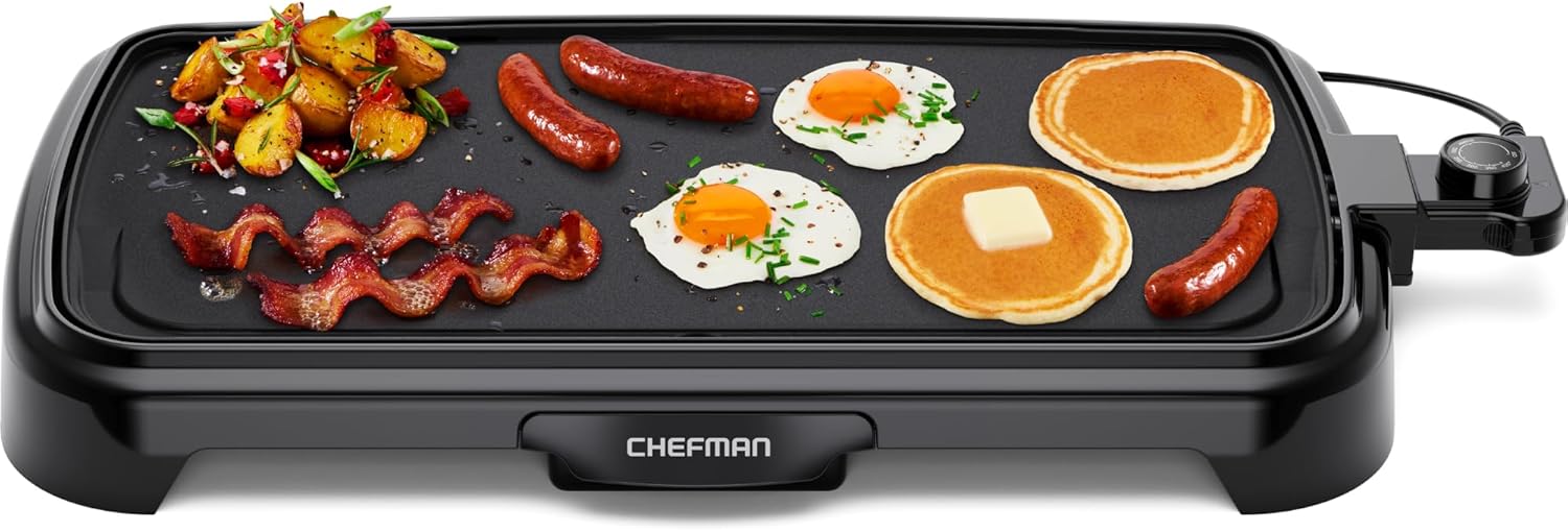 Chefman XL Electric Griddle with Removable Temperature Control. 25 x 51 CM