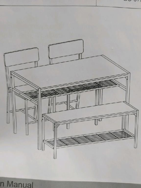 Dining Table and 2 Chairs Set with 1