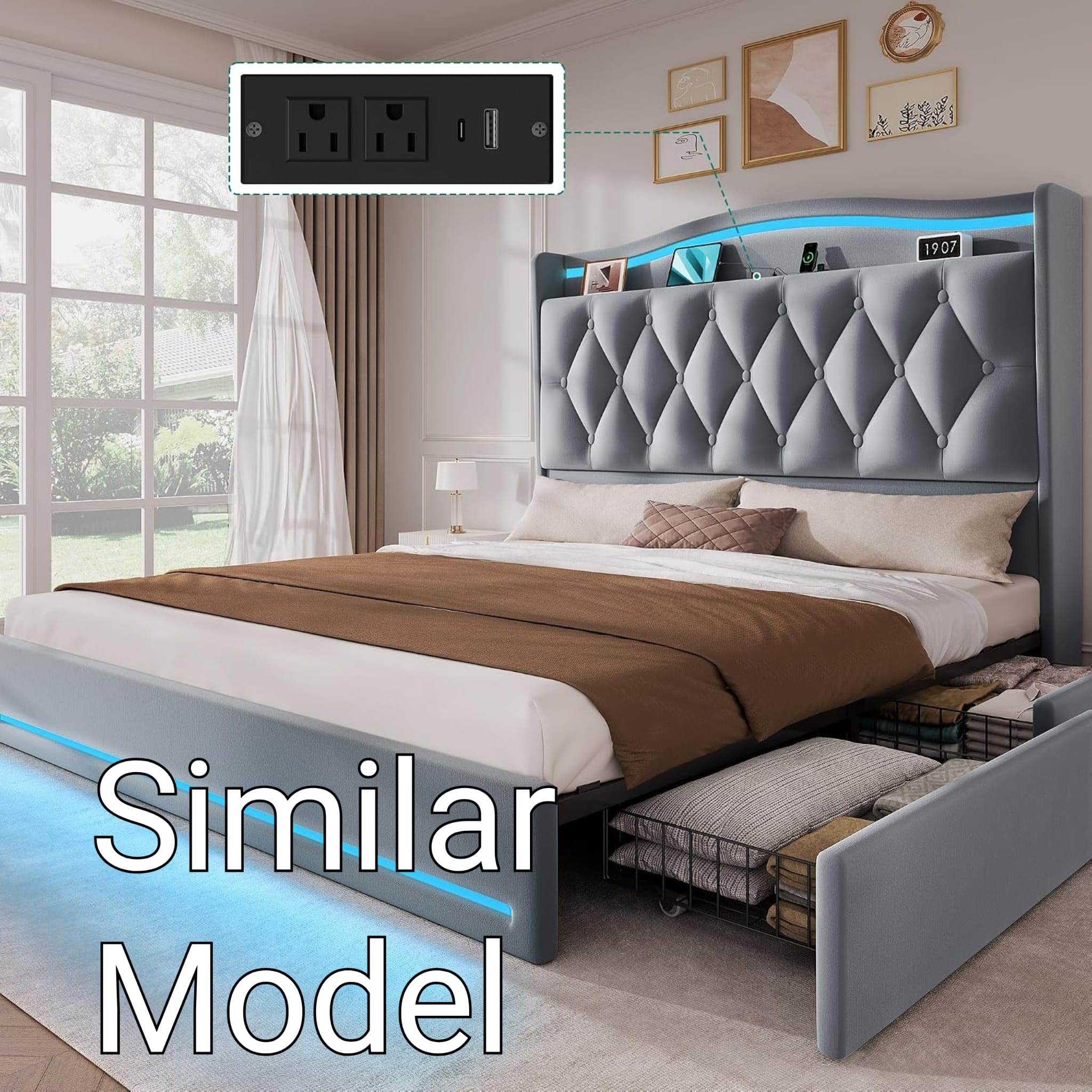 YITAHOME FULL SIZE BED FRAME WITH 4 STORAGE DRAWERS