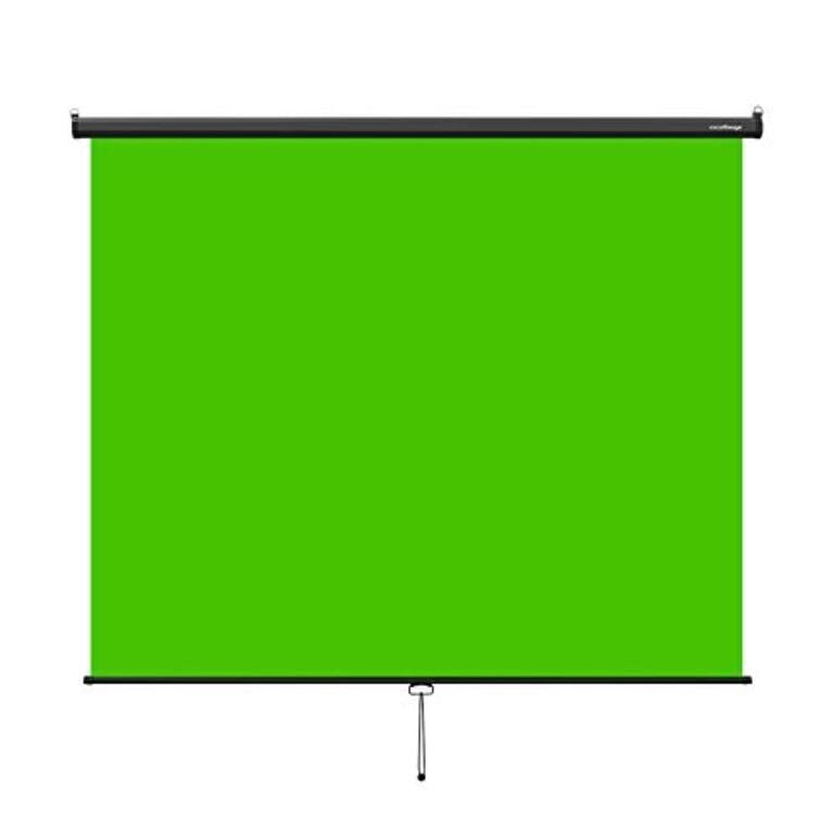 excelimage Pull-Down Green Screen Backdrop, 79”x75” Auto-Locking Chroma Key Panel