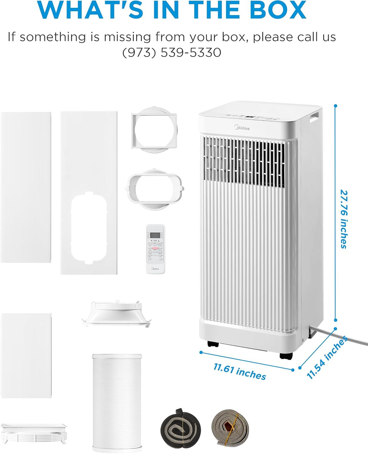 Midea 10,000 BTU ASHRAE (7,100 BTU SACC) Portable Air Conditioner,